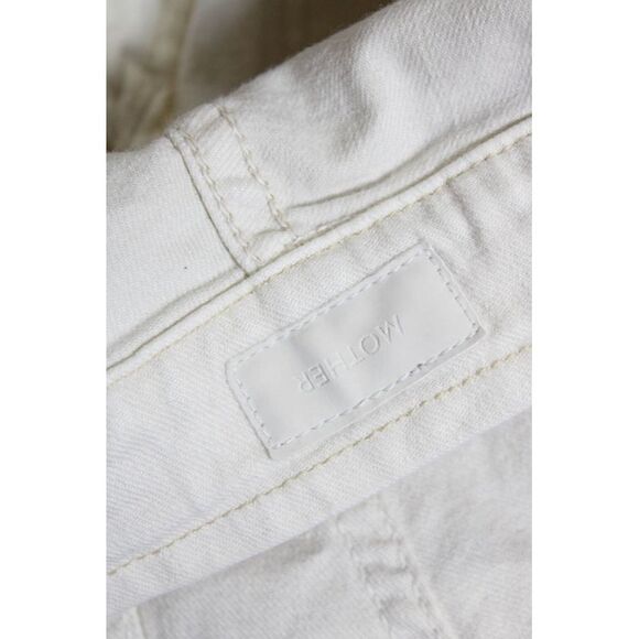 Mother White Womens Zipper Fly Mid Rise Skinny Cropped Jeans White Size 24 - Picture 7 of 7